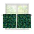 Dark Green Hemp Pattern Print Tier Curtains