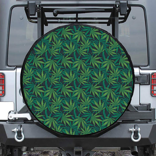 Dark Green Hemp Pattern Print Tire Cover