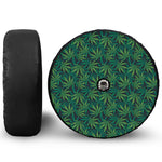 Dark Green Hemp Pattern Print Tire Cover With Camera Hole