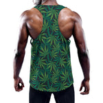 Dark Green Hemp Pattern Print Training Tank Top