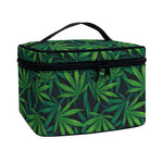 Dark Green Hemp Pattern Print Travel Makeup Bag