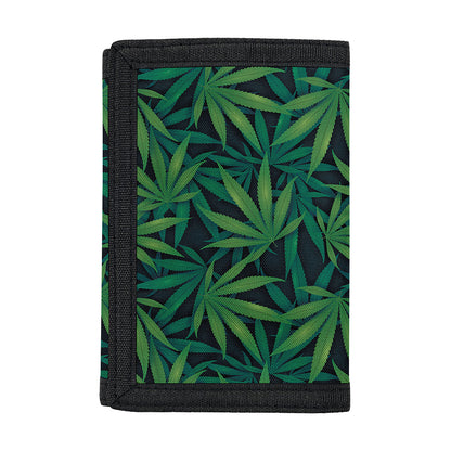 Dark Green Hemp Pattern Print Trifold Wallet