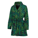 Dark Green Hemp Pattern Print Women's Bathrobe
