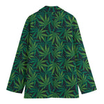 Dark Green Hemp Pattern Print Women's Blazer