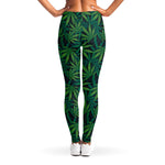 Dark Green Hemp Pattern Print Women's Leggings