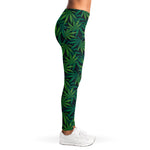 Dark Green Hemp Pattern Print Women's Leggings