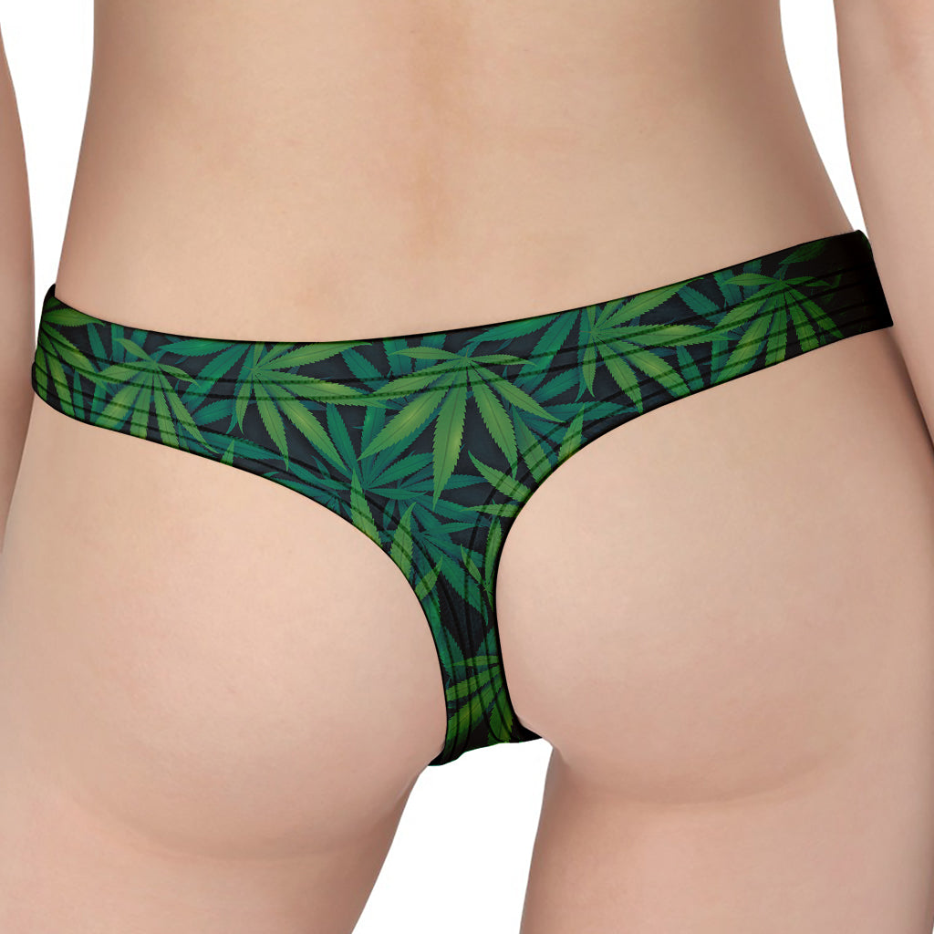 Dark Green Hemp Pattern Print Women's Thong