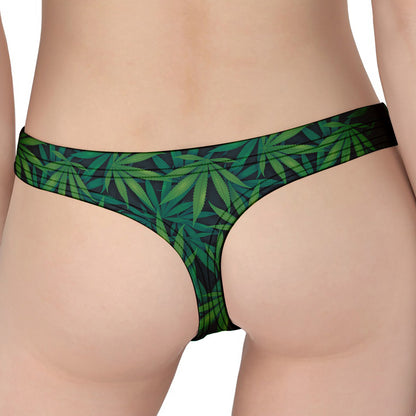 Dark Green Hemp Pattern Print Women's Thong