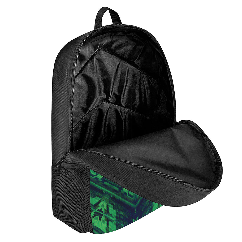 Dark Green Kaleidoscope Print 17 Inch Backpack