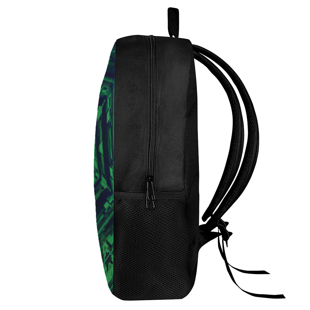 Dark Green Kaleidoscope Print 17 Inch Backpack