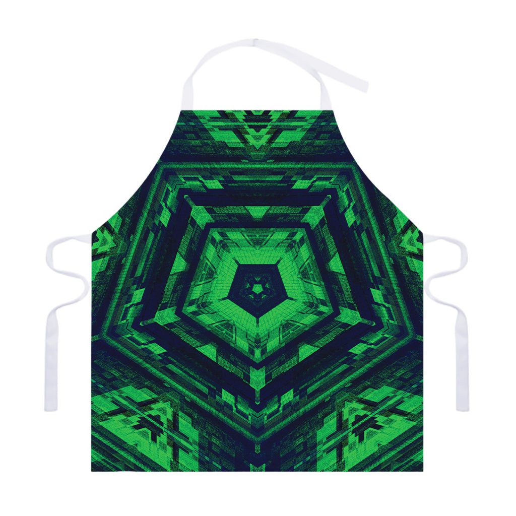 Dark Green Kaleidoscope Print Adjustable Apron