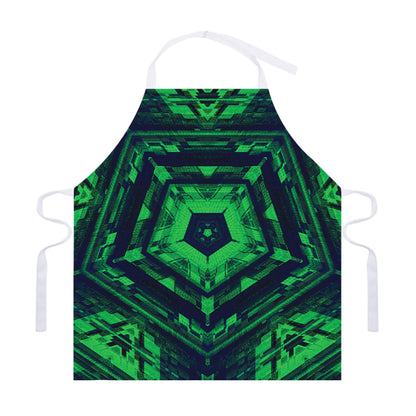 Dark Green Kaleidoscope Print Adjustable Apron