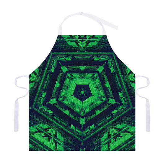 Dark Green Kaleidoscope Print Adjustable Apron