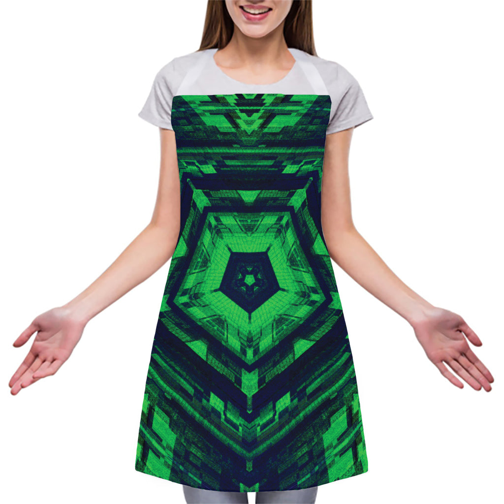 Dark Green Kaleidoscope Print Adjustable Apron