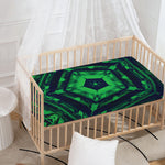 Dark Green Kaleidoscope Print Baby Crib Sheet