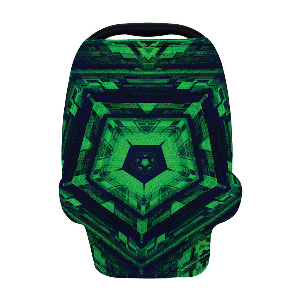 Dark Green Kaleidoscope Print Baby Seat Cover