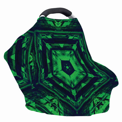 Dark Green Kaleidoscope Print Baby Seat Cover