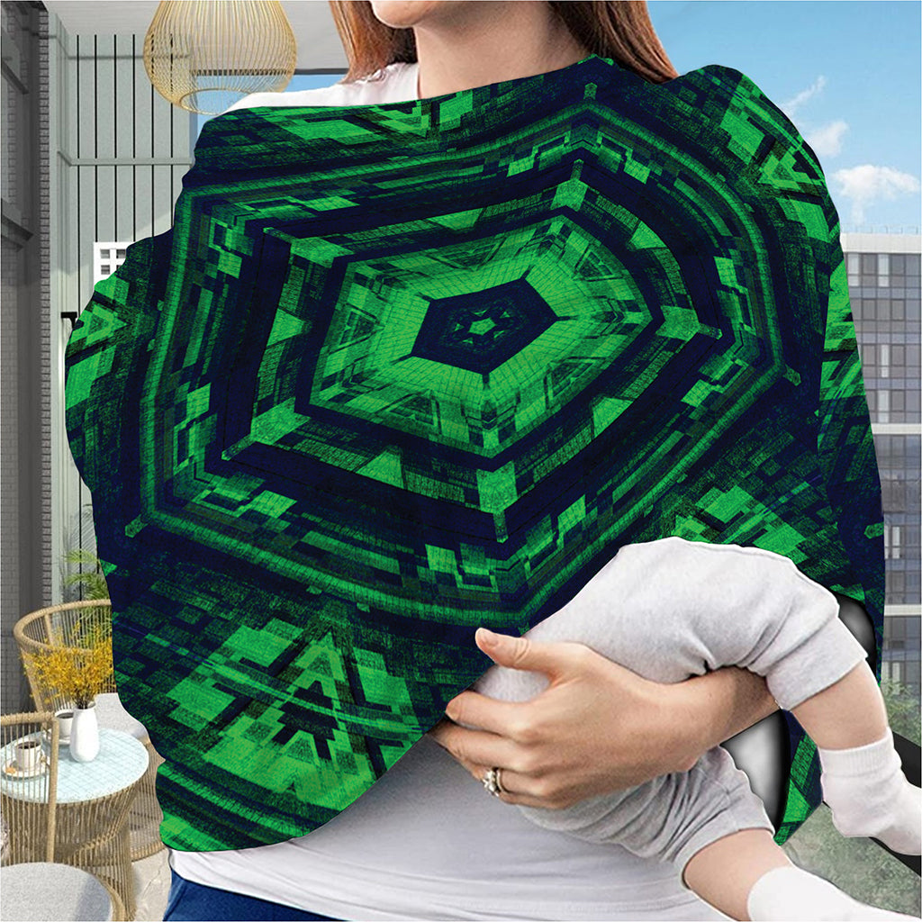 Dark Green Kaleidoscope Print Baby Seat Cover