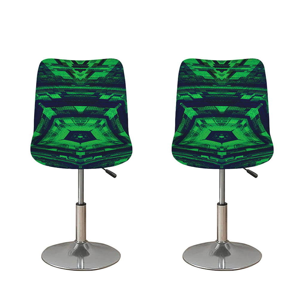 Dark Green Kaleidoscope Print Bar Stool Covers