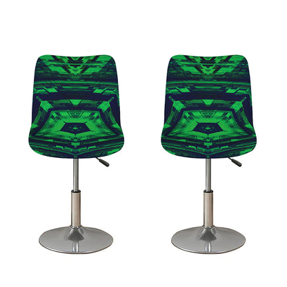 Dark Green Kaleidoscope Print Bar Stool Covers