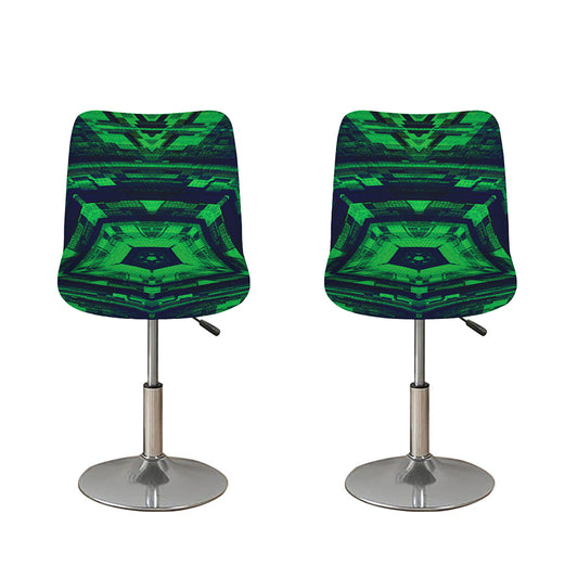 Dark Green Kaleidoscope Print Bar Stool Covers