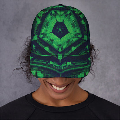 Dark Green Kaleidoscope Print Baseball Cap