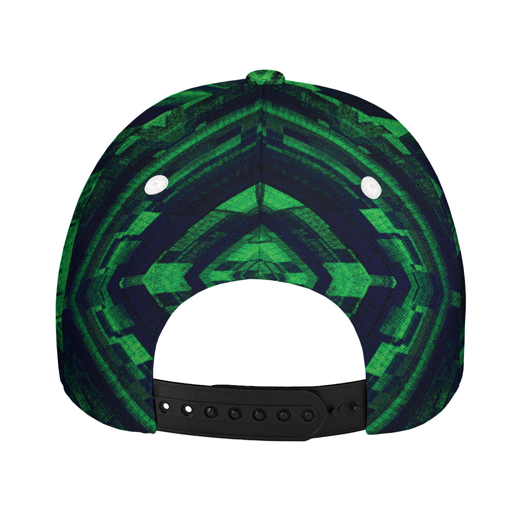 Dark Green Kaleidoscope Print Baseball Cap