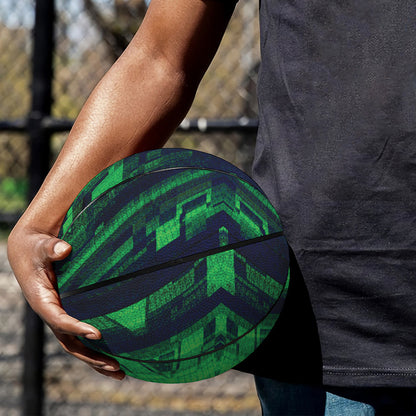 Dark Green Kaleidoscope Print Basketball