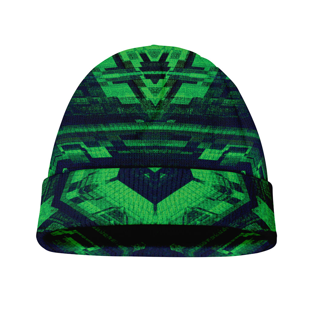 Dark Green Kaleidoscope Print Beanie