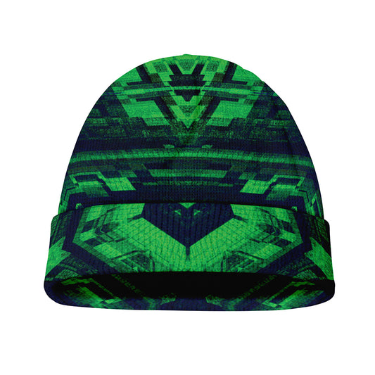 Dark Green Kaleidoscope Print Beanie