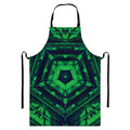 Dark Green Kaleidoscope Print Bib Apron With Pocket