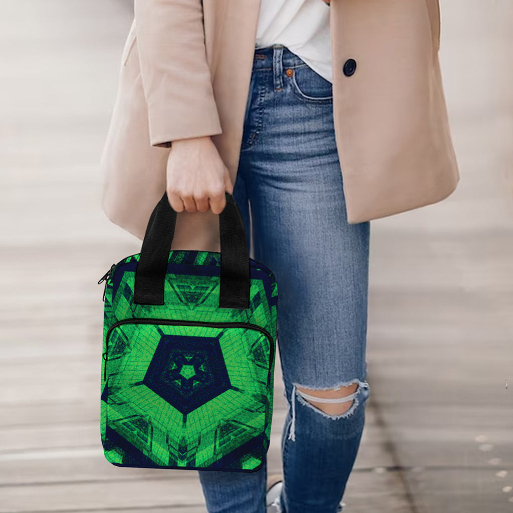 Dark Green Kaleidoscope Print Bible Tote Bag