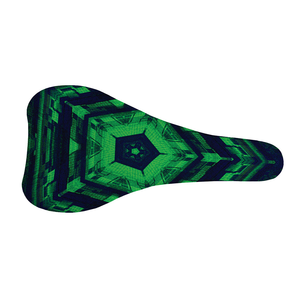 Dark Green Kaleidoscope Print Bicycle Seat Cover