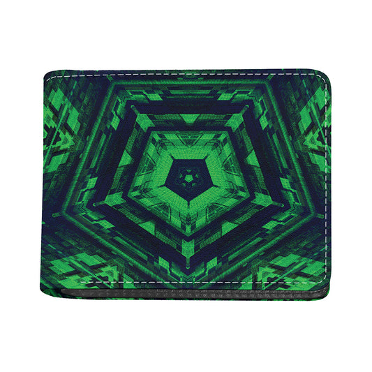 Dark Green Kaleidoscope Print Bifold Wallet