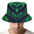 Dark Green Kaleidoscope Print Bucket Hat