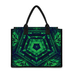 Dark Green Kaleidoscope Print Canvas Tote Bag
