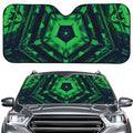 Dark Green Kaleidoscope Print Car Windshield Sun Shade