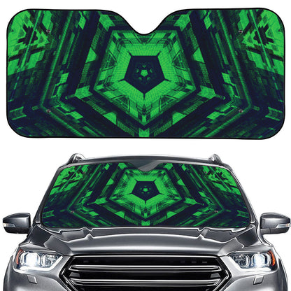 Dark Green Kaleidoscope Print Car Windshield Sun Shade