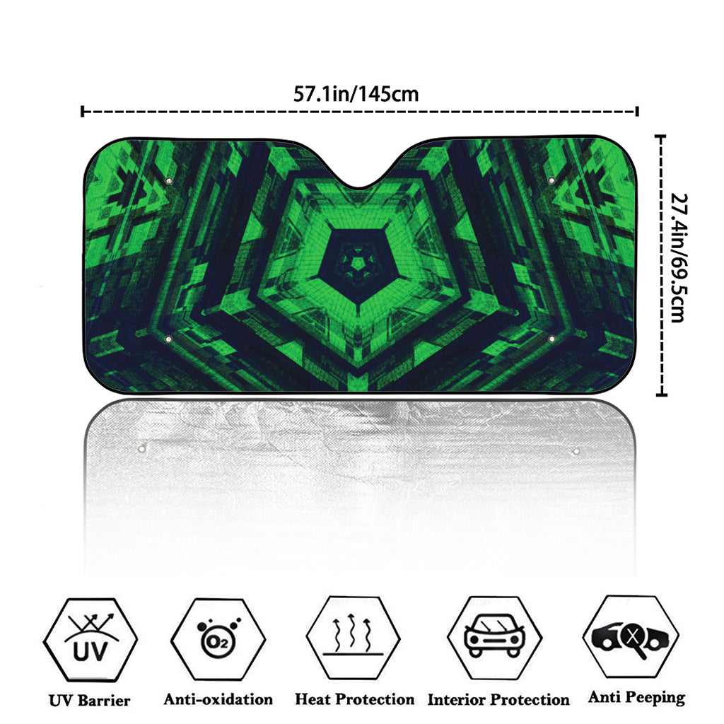 Dark Green Kaleidoscope Print Car Windshield Sun Shade