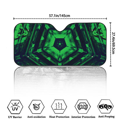 Dark Green Kaleidoscope Print Car Windshield Sun Shade