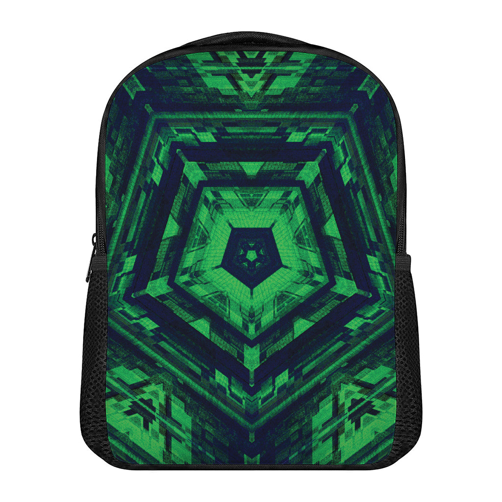 Dark Green Kaleidoscope Print Casual Backpack