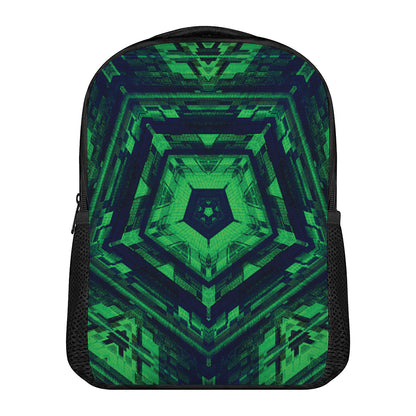 Dark Green Kaleidoscope Print Casual Backpack