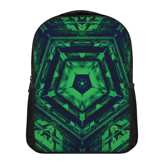 Dark Green Kaleidoscope Print Casual Backpack