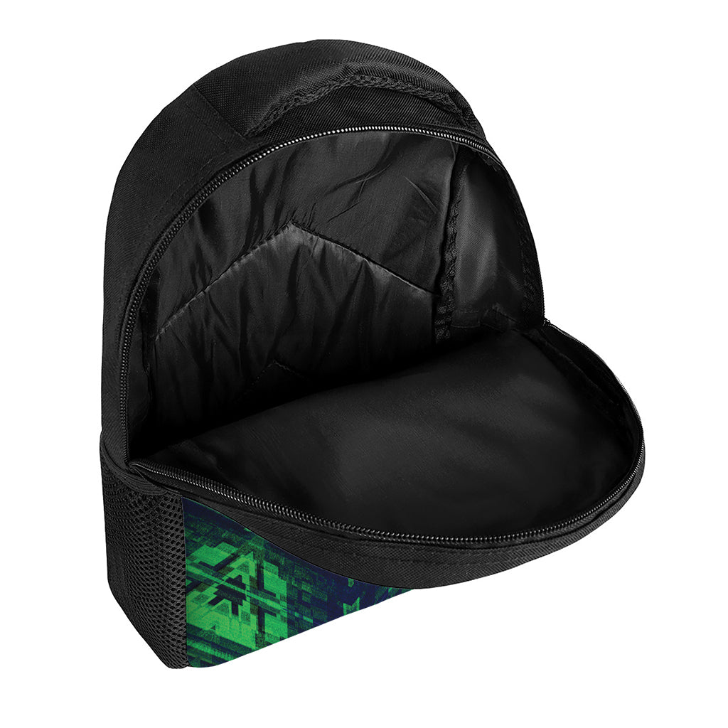 Dark Green Kaleidoscope Print Casual Backpack