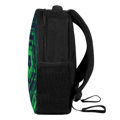 Dark Green Kaleidoscope Print Casual Backpack