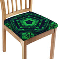 Dark Green Kaleidoscope Print Chair Cushion Cover