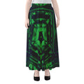 Dark Green Kaleidoscope Print Chiffon Maxi Skirt