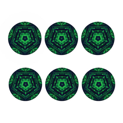 Dark Green Kaleidoscope Print Coaster Set