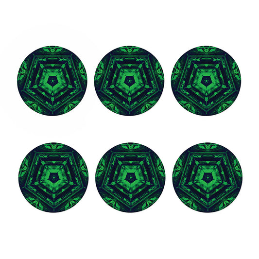 Dark Green Kaleidoscope Print Coaster Set