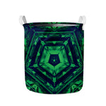 Dark Green Kaleidoscope Print Collapsible Laundry Basket
